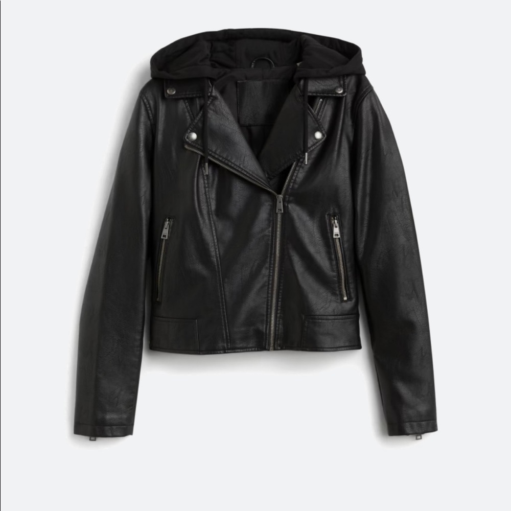 Levi's Hooded Black Leather Jacket